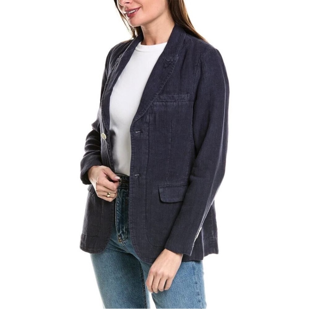 Alex Mill 100% Linen Boy Blazer Navy Blue Relaxed Single Breasted Jacket Small